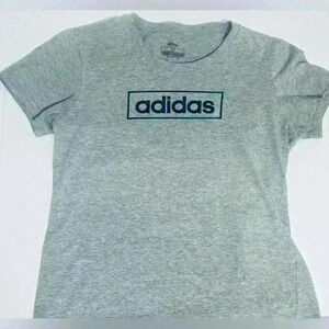Adidas Core Box Graphic T-Shirt, Heather Gray, Women’s Size Small/Petite